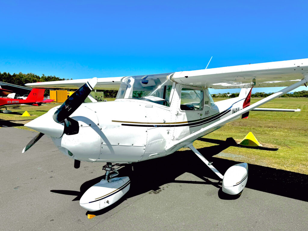 Cessna 152 VH-Buq parked at Redcliffe